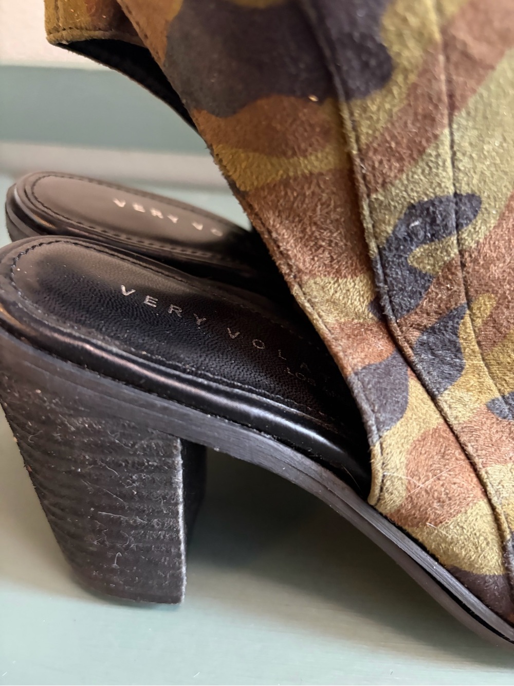 Volatile Camouflage Open-Toe Block Heel Booties Y2K - Picture 5 of 8